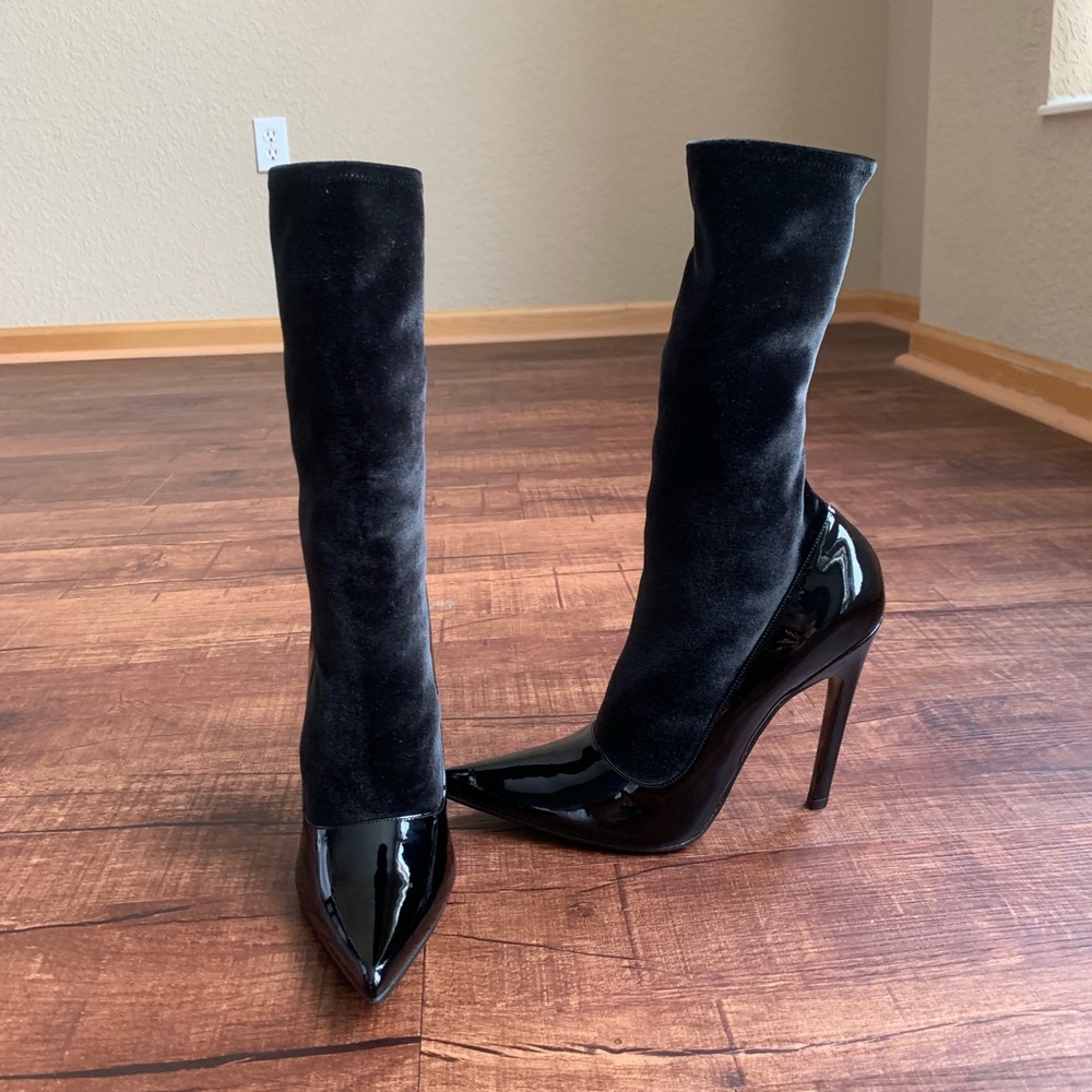Balenciaga glossy blk Pointedtoe elasticize bootie - Picture 2 of 8